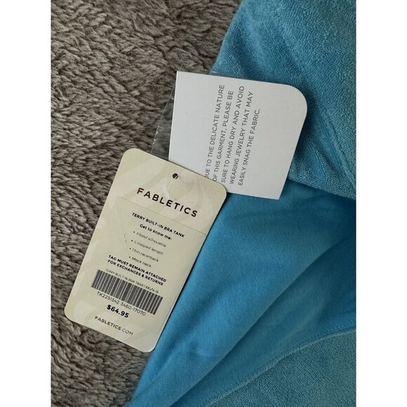 Fabletics Built-In Bra Tank Women Size XXL Mock Light Blue Terrycloth Gym New - Picture 6 of 12